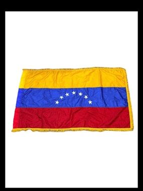 Vintage Venezuela Pre-2006 Civil Flag 3x5’ 7 Stars Nylon Gold Fringe Banner